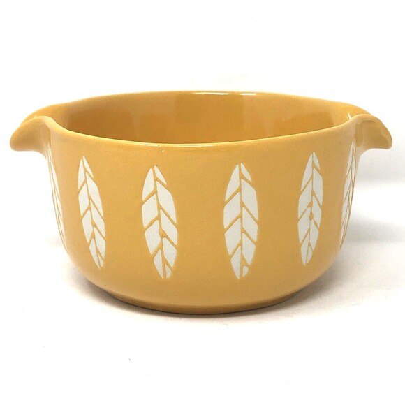 MCM Lotus Stoneware Bowl VTG Yellow Double Spout Pour Gravy/Sauce - Picture 1 of 8